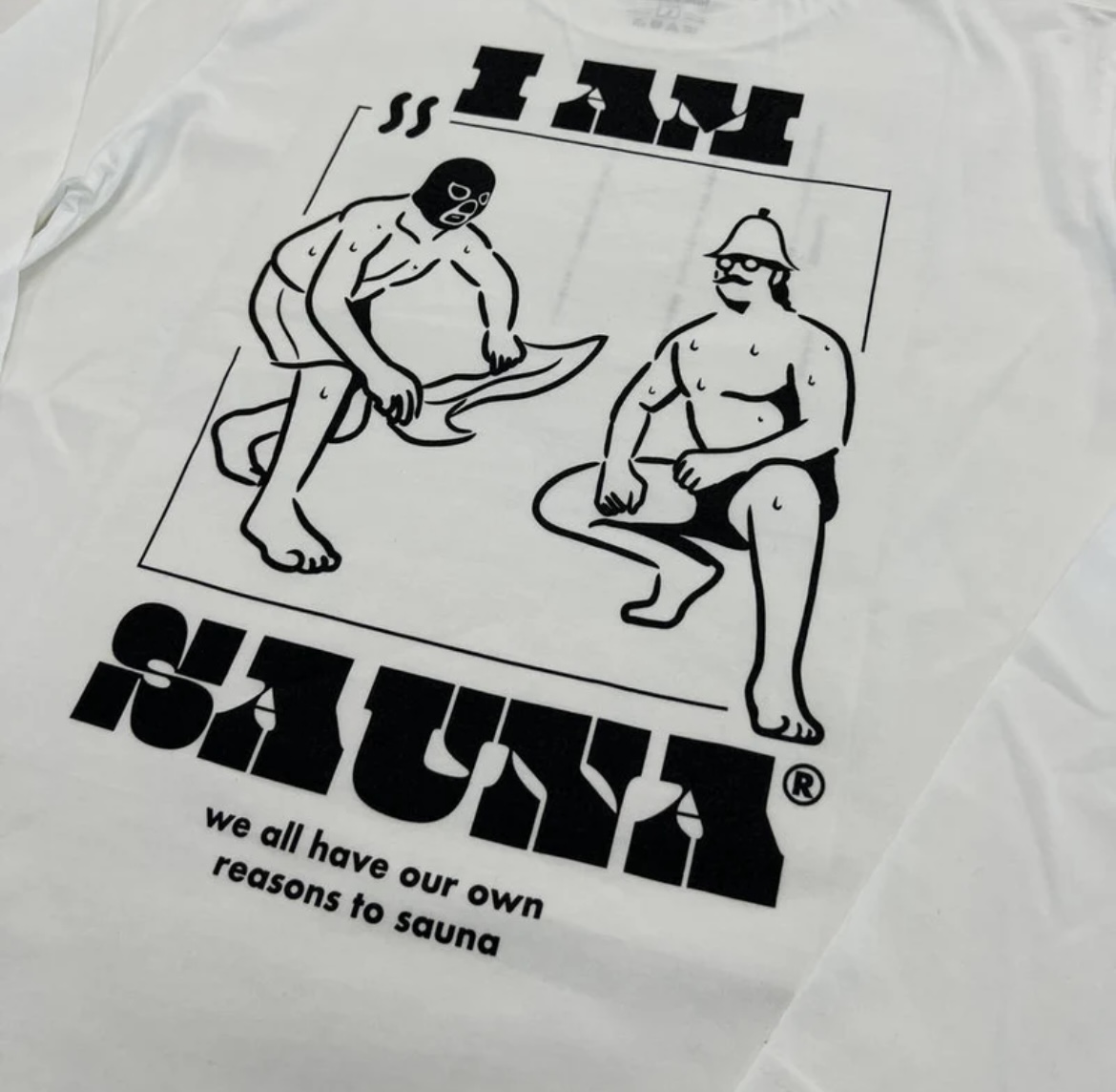 I am Sauna　ドライシルキータッチ 長袖 Tシャツ (NEPPA) WHT