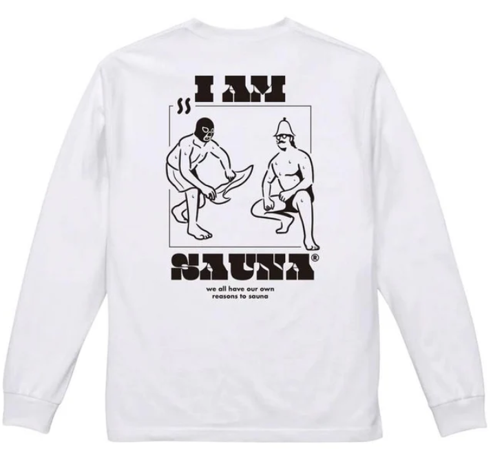 I am Sauna　ドライシルキータッチ 長袖 Tシャツ (NEPPA) WHT