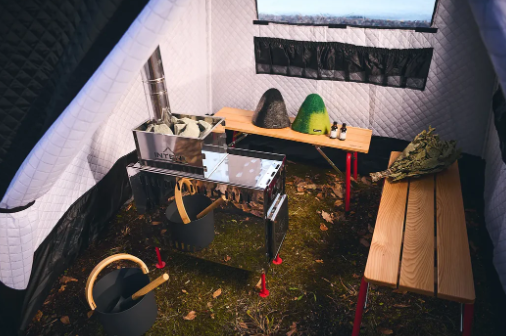 3層式テントサウナ　MORZH 1window（モルジュ 1窓モデル） Camouflage（STOVE 1.2）