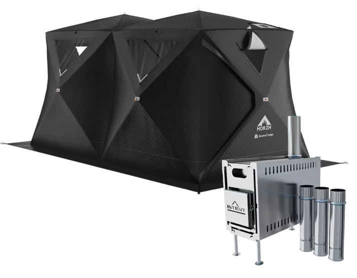 ３層式テントサウナ　MORZH CUBE DOUBLE（モルジュ キューブ ダブル）Black（STOVE 1.2）
