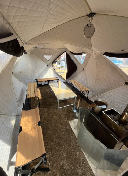 ３層式テントサウナ　MORZH CUBE DOUBLE（モルジュ キューブ ダブル）Beige（STOVE 2.0）